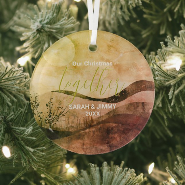 Weihnachts-Gold-Bergabenteuer Outdoor Couple Ornament Aus Glas (InSitu)