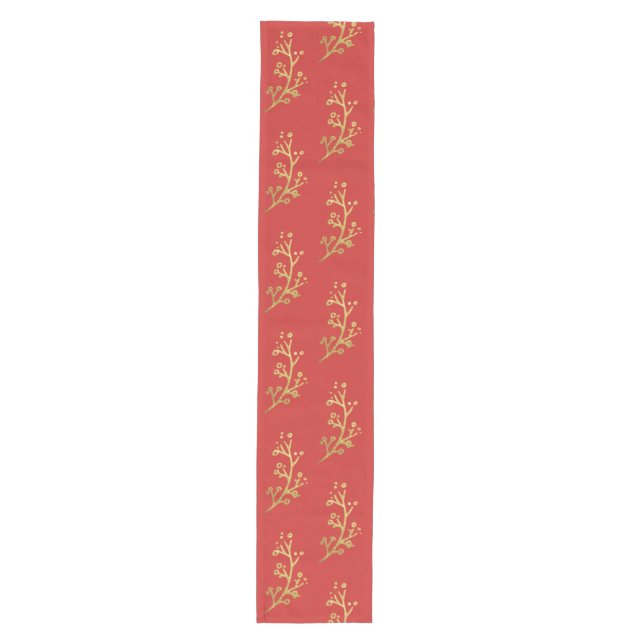 Weihnachts-Gold-Branchen Mittelgroßer Tischläufer (Vorderseite)