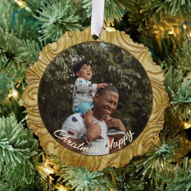 Weihnachts-Gold-Drehvorlage Ornament Karte (Insitu (Baum))