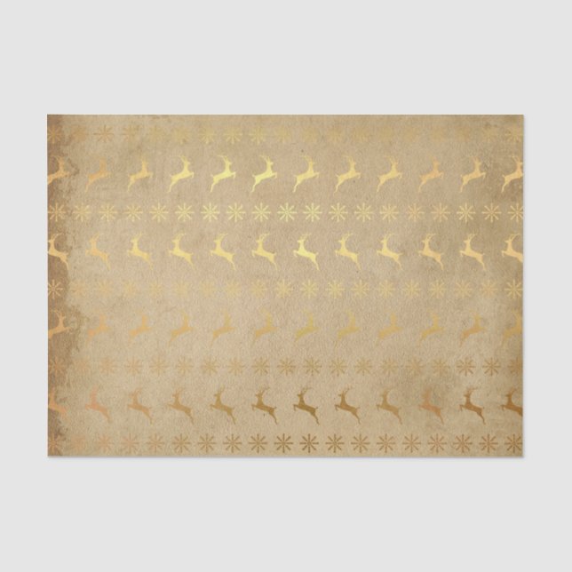 Weihnachts-Gold-Foil-Rentier und Schneeflocke Seidenpapier (Vorderseite)