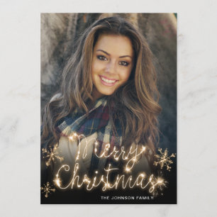 Weihnachts-Gold-Glanz-Schrift FOTO-Grußkarte Feiertagskarte