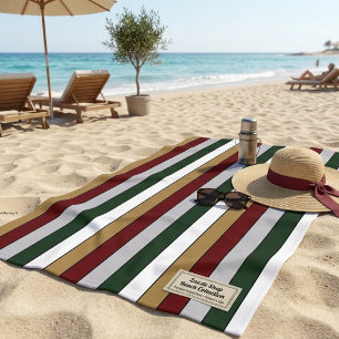 Weihnachts-Gold-Grün-Rot-Silber-Weiß-Streifen Strandtuch