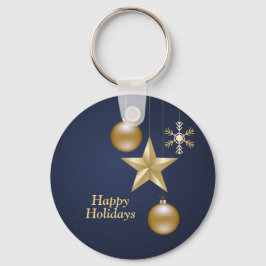 Weihnachts-Gold-Ornamente Sterne Marineblau Elegan Schlüsselanhänger