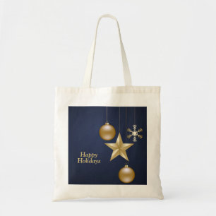 Weihnachts-Gold-Ornamente Sterne Navy Blau Elegant Tragetasche