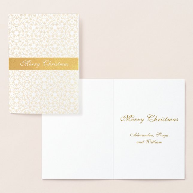 Weihnachts-Gold-Pattern-Stars Personalisiert Folienkarte (Anzeige)