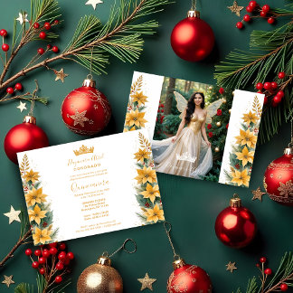 Weihnachts Gold Poinsettias Inspirations Blumenflo Einladung