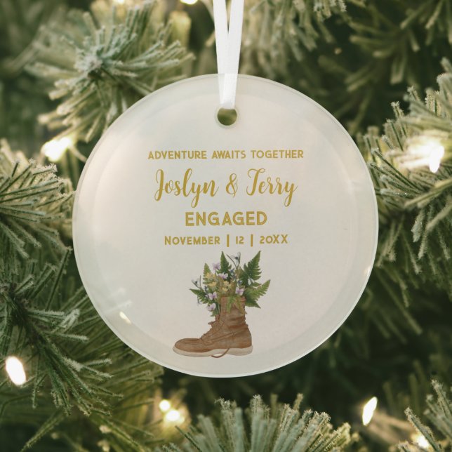 Weihnachts Gold Rustikale Stiefel Blumenkuchen Ver Ornament Aus Glas (InSitu)