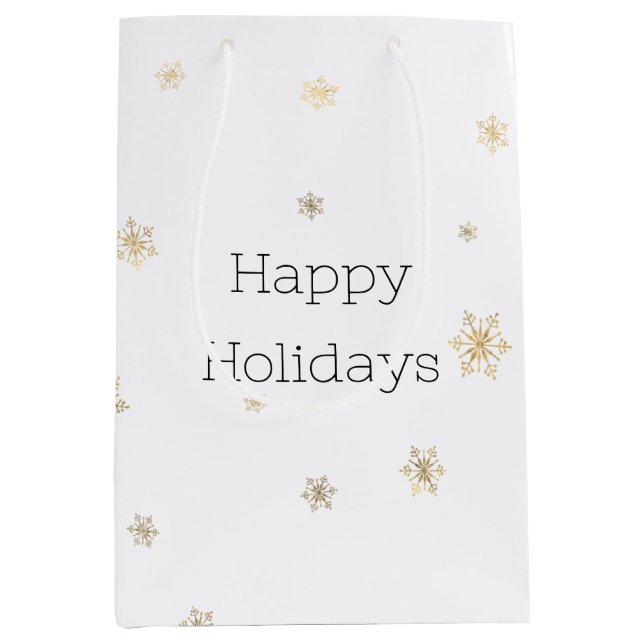 Weihnachts-Gold-Schneeflocken Mittlere Geschenktüte (Vorderseite)