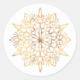 Weihnachts-Gold-Schneeflocken Runder Aufkleber