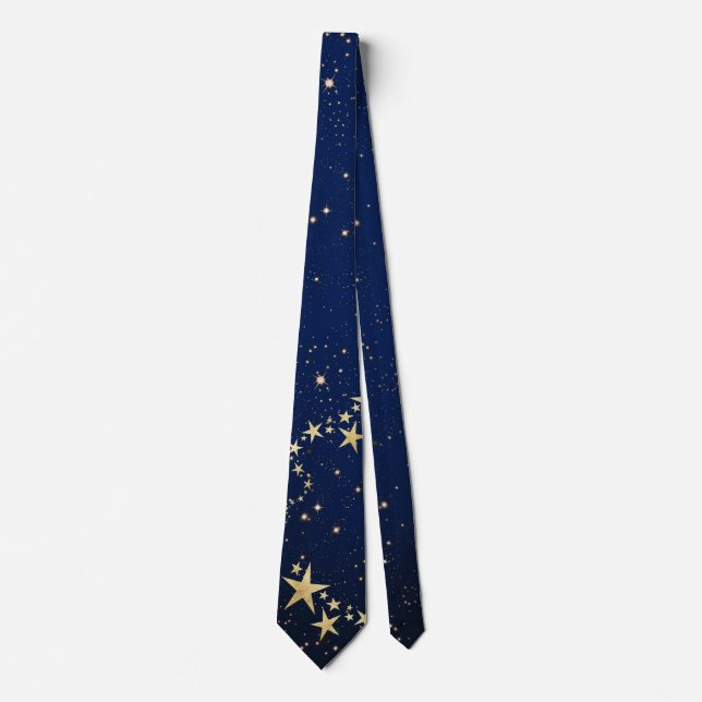Weihnachts-Gold-Stars auf Blue Krawatte (Vorderseite)