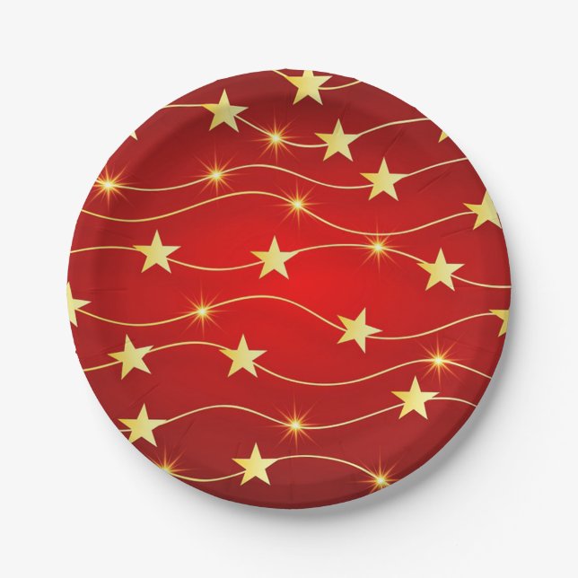 Weihnachts-Gold-Stars Pappteller (Vorderseite)