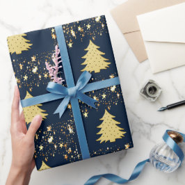 Weihnachts-Gold-Stars und -Bäume mit Baubles, ZSSG Geschenkpapier