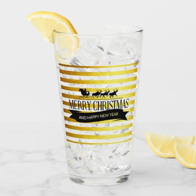 Weihnachts Gold Strickglas Tumbler (Vorderseite Ice)