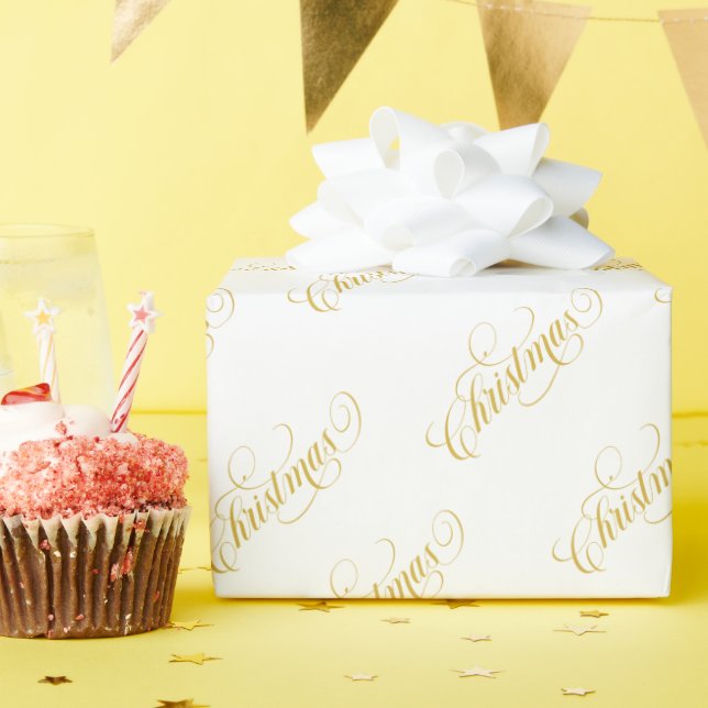 Weihnachts-Gold-Typografie Geschenkpapier (Geburtstagsparty)