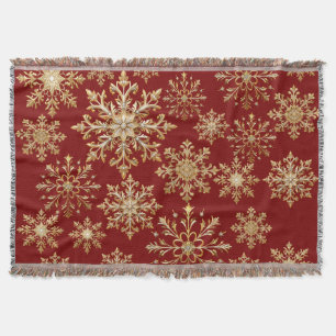 Weihnachts-Gold und Rot Schneeflocke Decke
