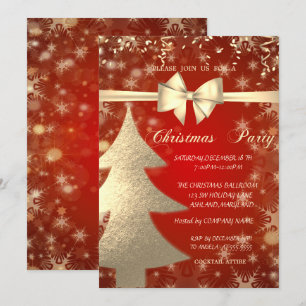 Weihnachts-Goldbaum, Rot, Corporate Party Einladun Einladung