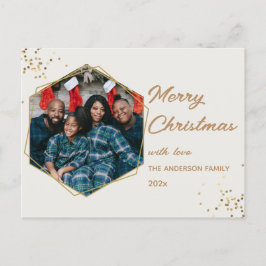 Weihnachts-Golden-Hexagon-Foto Postkarte