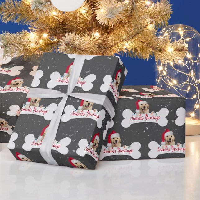 Weihnachts Golden Retriever auf dem Dog Bone Geschenkpapier (Feiertage)