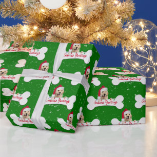 Weihnachts-Golden Retriever auf dem Knochen Geschenkpapier