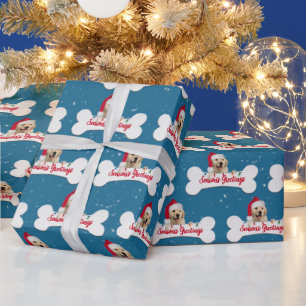 Weihnachts-Golden Retriever auf Hundeknochen Geschenkpapier