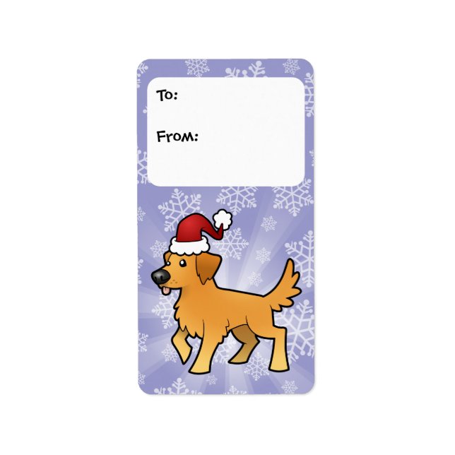 Weihnachts Golden Retriever Geschenktasten Adressaufkleber (Vorne)