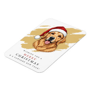 Weihnachts-Golden-Retriever-Hund mit Weihnachtsman Magnet