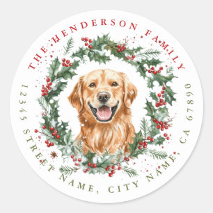 Weihnachts Golden Retriever Hund Round Stickers