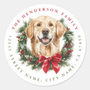 Weihnachts Golden Retriever Hund Round Stickers