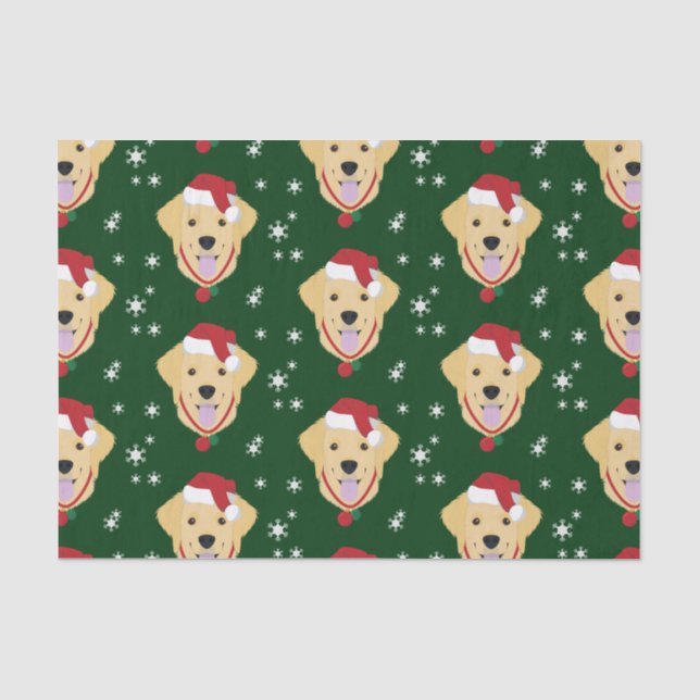 Weihnachts-Golden Retriever Hund Seidenpapier (Vorderseite)