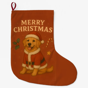 Weihnachts-Golden-Retriever-Hund Xmas-Santa-Welpe Großer Weihnachtsstrumpf