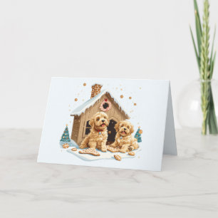 Weihnachts Golden Retriever Hunde Gingerbread Haus Dankeskarte