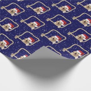 Weihnachts-Golden Retriever im Seilrahmen Geschenkpapier