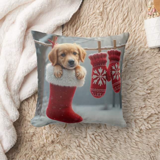Weihnachts-Golden Retriever im Strumpf Kissen (Decke)