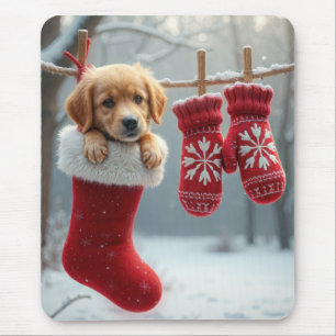 Weihnachts-Golden Retriever im Strumpf Mousepad