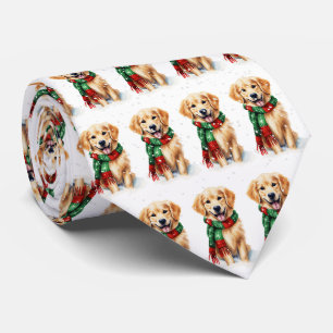 Weihnachts-Golden-Retriever in Schneeflocken Krawatte