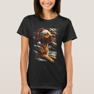 Weihnachts Golden Retriever mit Santa Hut Festlich T-Shirt