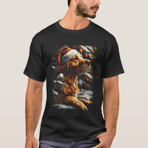 Weihnachts Golden Retriever mit Santa Hut Festlich T-Shirt