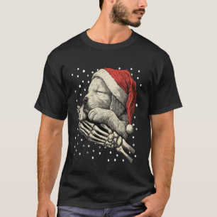 Weihnachts-Golden-Retriever-Santa-Hut-Skelett-Hand T-Shirt