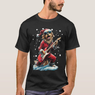 Weihnachts-Golden-Retriever spielt Gitarre Lustige T-Shirt