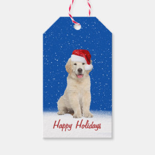 Weihnachts-Golden-Retriever-Welpe in Schneeflocken Geschenkanhänger