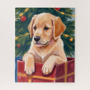Weihnachts-Golden-Retriever-Welpen-Geschenk