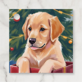 Weihnachts-Golden-Retriever-Welpen-Geschenk Geschenkanhänger