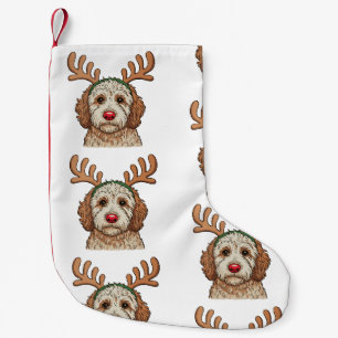 Weihnachts-Goldendoodle-Hund-Rentier-Xmas-Familie Kleiner Weihnachtsstrumpf