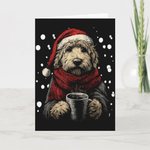 Weihnachts-Goldendoodle-Santa-Hut-Coffee-Liebhaber Karte