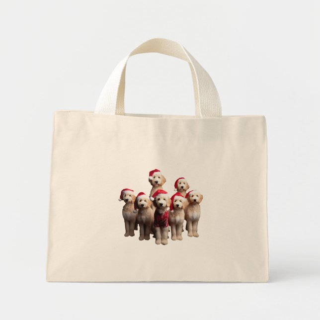 Weihnachts-Goldendoodle, Weihnachtslabradoodle-Hun Mini Stoffbeutel (Vorne)