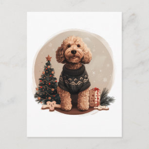Weihnachts-Goldendoodle-Welpen Postkarte