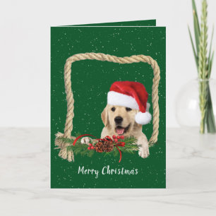 Weihnachts Goldener Retriever im Seilrahmen Feiertagskarte