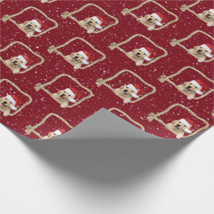 Weihnachts Goldener Retriever im Seilrahmen Geschenkpapier