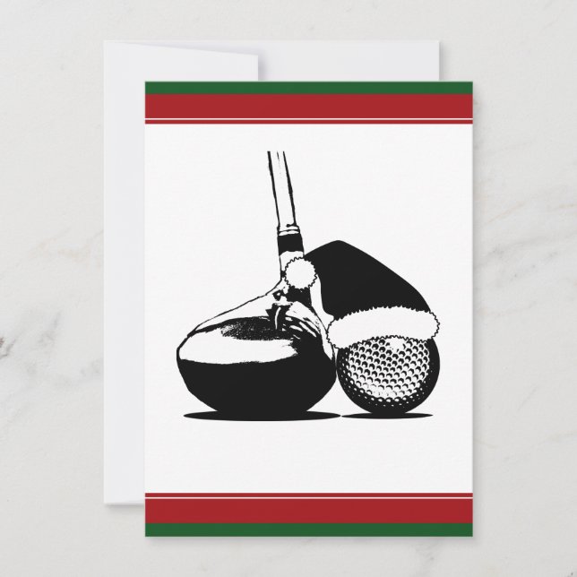 Weihnachts Golf Ball und Club Einladung (Vorderseite)