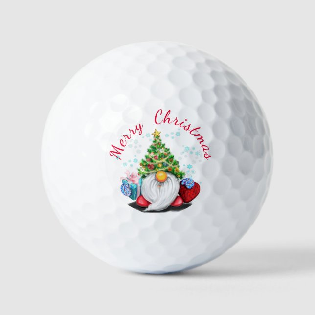 Weihnachts-Golf-Balls Gnome mit Geschenk Golfball (Vorderseite)
